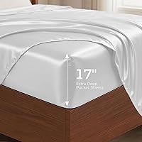 Vista 4 de MURT Juego de sábanas tamaño Queen, 100% viscosa de bambú, 400 hilos, refrescantes y suaves como la seda, certificado Oeko-TEX, bolsillo profundo