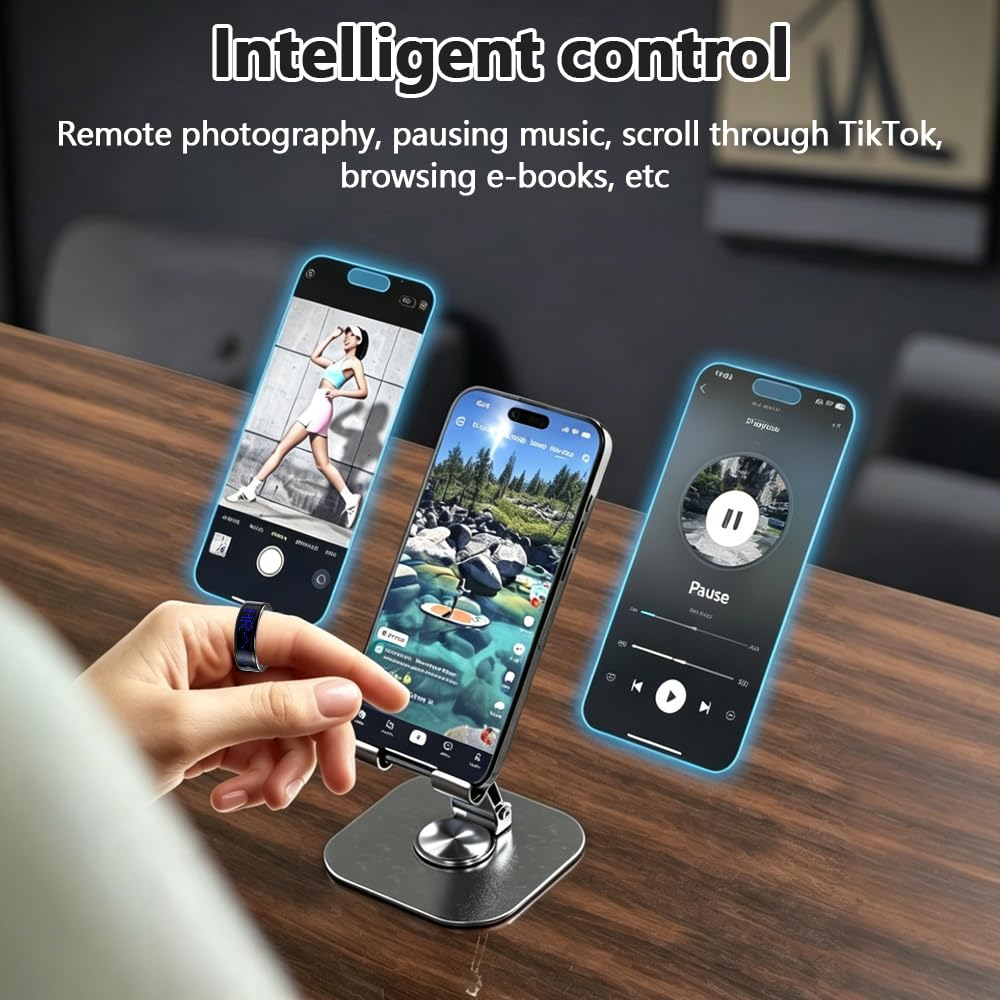 Anello Smart con Schermo LED Controllo Touch Compatibile con iOS/Android | Smart Ring IP68 Impermeabile, Salute Femminile, Più Modalità di Sport, Monitoraggio del Sonno, Nessun Abbonamento