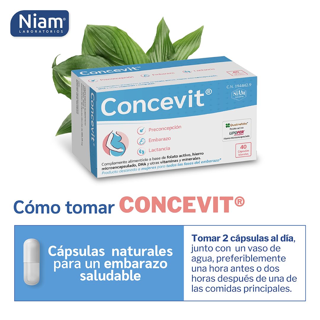 Pack 2 cajas | Vitaminas Embarazo con Ácido Fólico | Folato activo, Hierro, Omega-3 y nutrientes | Fertilidad Mujer | Pastillas Concepción, Gestación y Lactancia | Concevit
