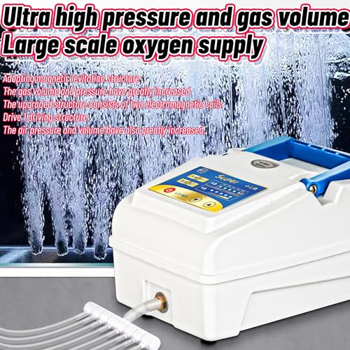 Image of Air Pump 18-46W with Adjustable Air Flow, 6 Valve Manifold for Aquarium, Fish Tank, Fountain, Pond&Hydroponics, 396 /634 /1030GPH (with stione)