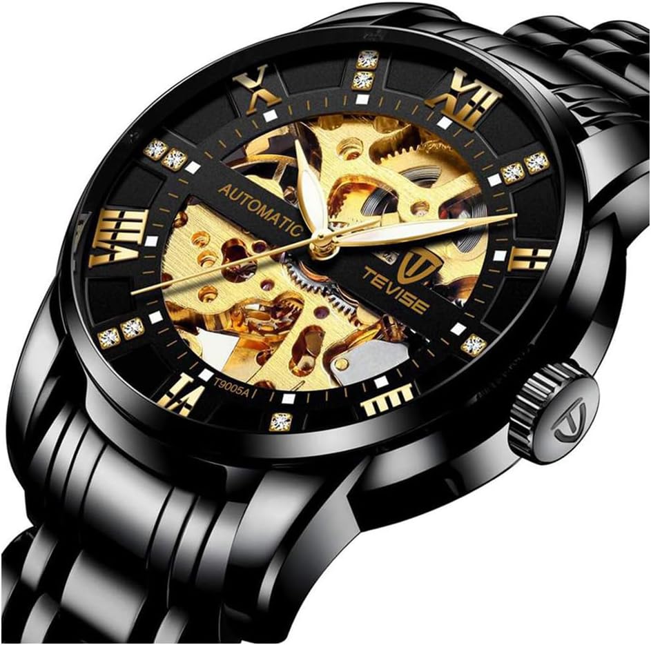 Dentily Men's Watch Mechanical Stainless Steel Skeleton Automatic Waterproof Business Watches for Men… - Image 2