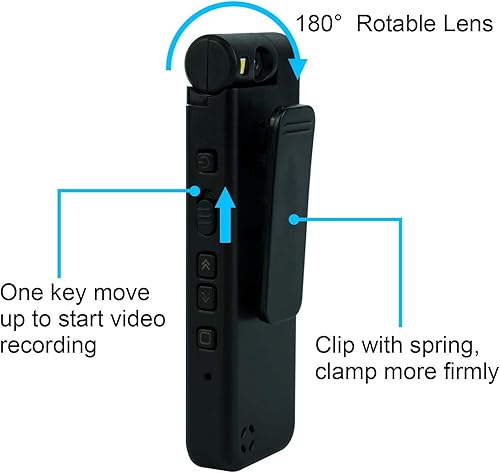 Miniatura 3 de Lenofocus Cámara de cuerpo 2K Cámara de vídeo portátil Gorra de béisbol Lente giratoria Pantalla de 1.3 "Tarjeta de memoria de 64 GB Videocámara de