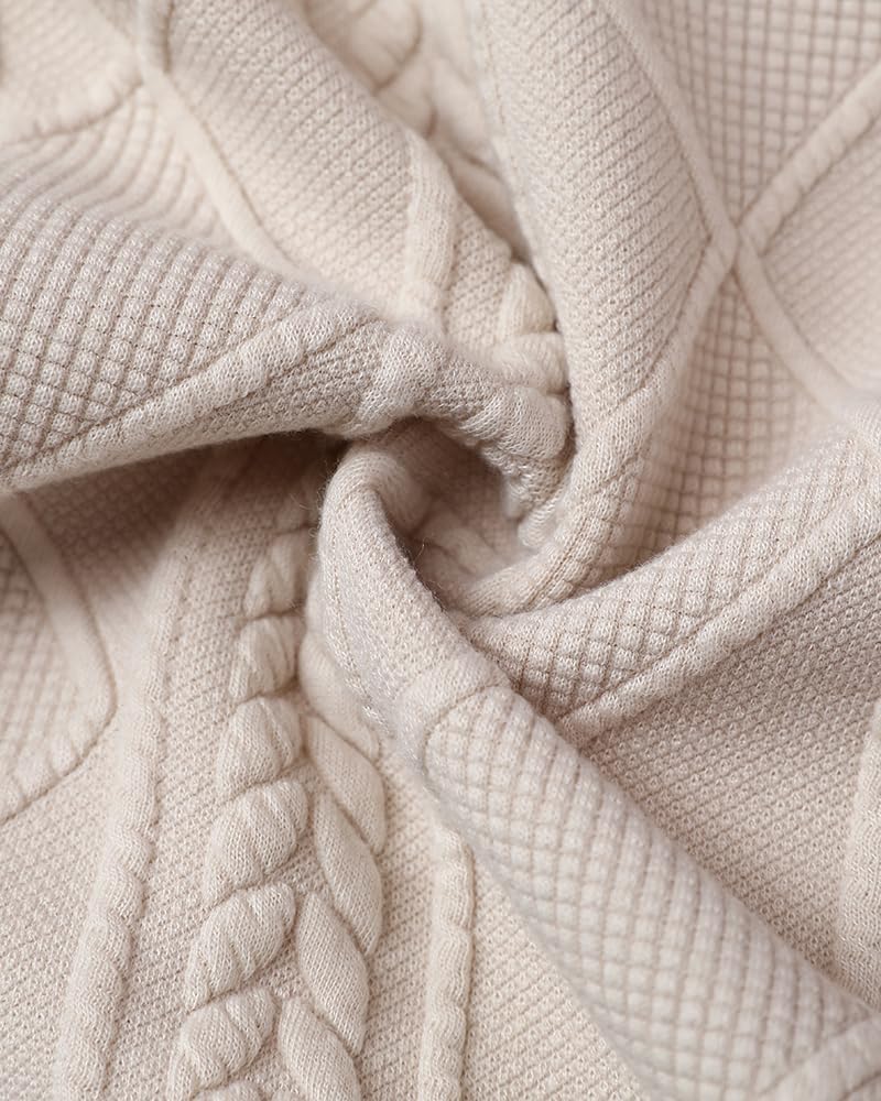 CHICME Women Argyle Cable Cardigan Casual Lightweight Cropped Coat Stand Collar Long Sleeve Metal Button Front Spring Jackets - Image 6