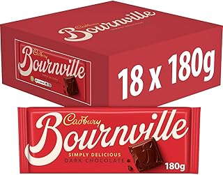 Bournville Dark Chocolate Bar 180 g (Pack of 18 Bars)