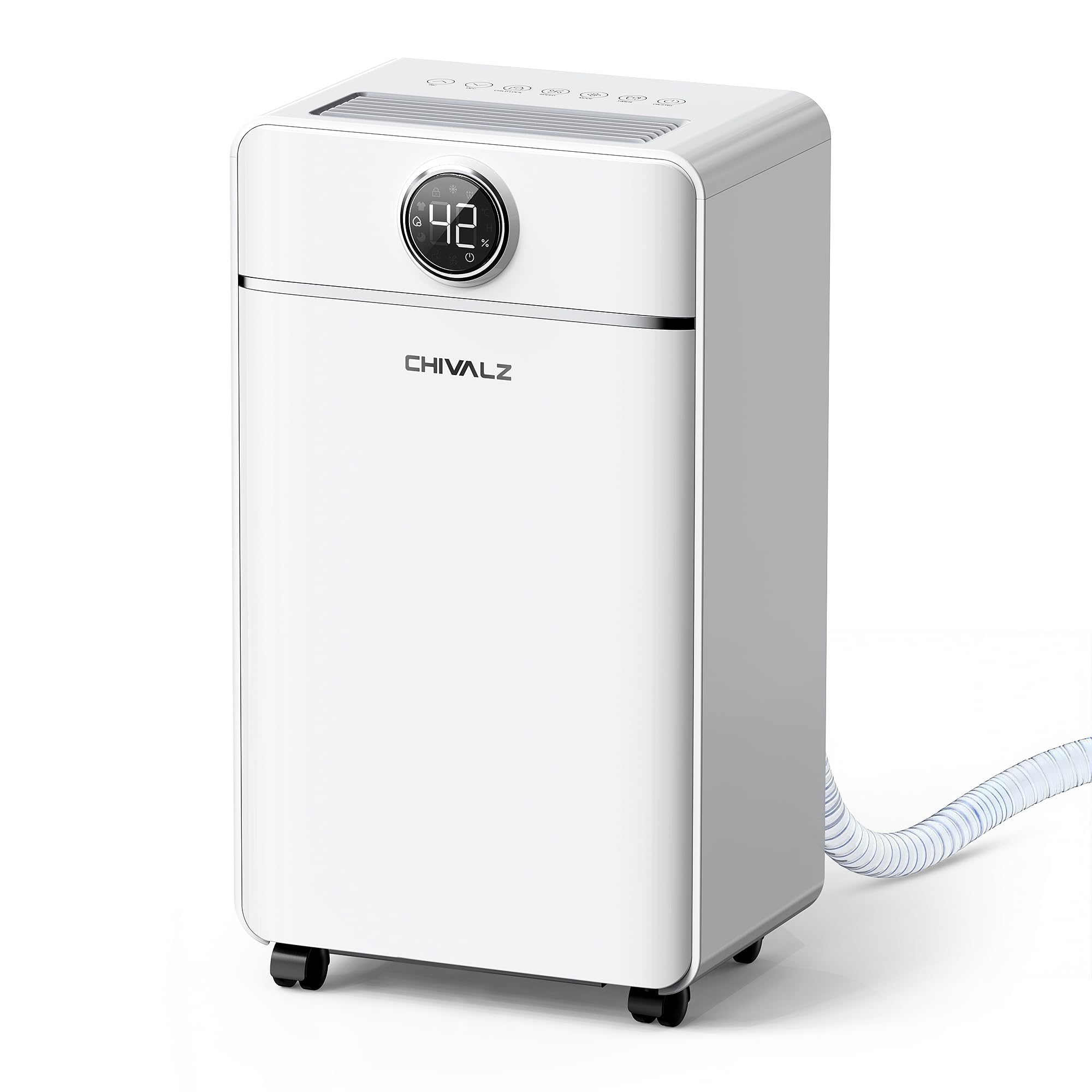 CHIVALZ 1500 Sq.Ft Dehumidifier for Basement with Drain Hose Max 25 Pints, Dehumidifiers for Home, Bedroom, Bathroom, Quiet, Intelligent Humidity Cont