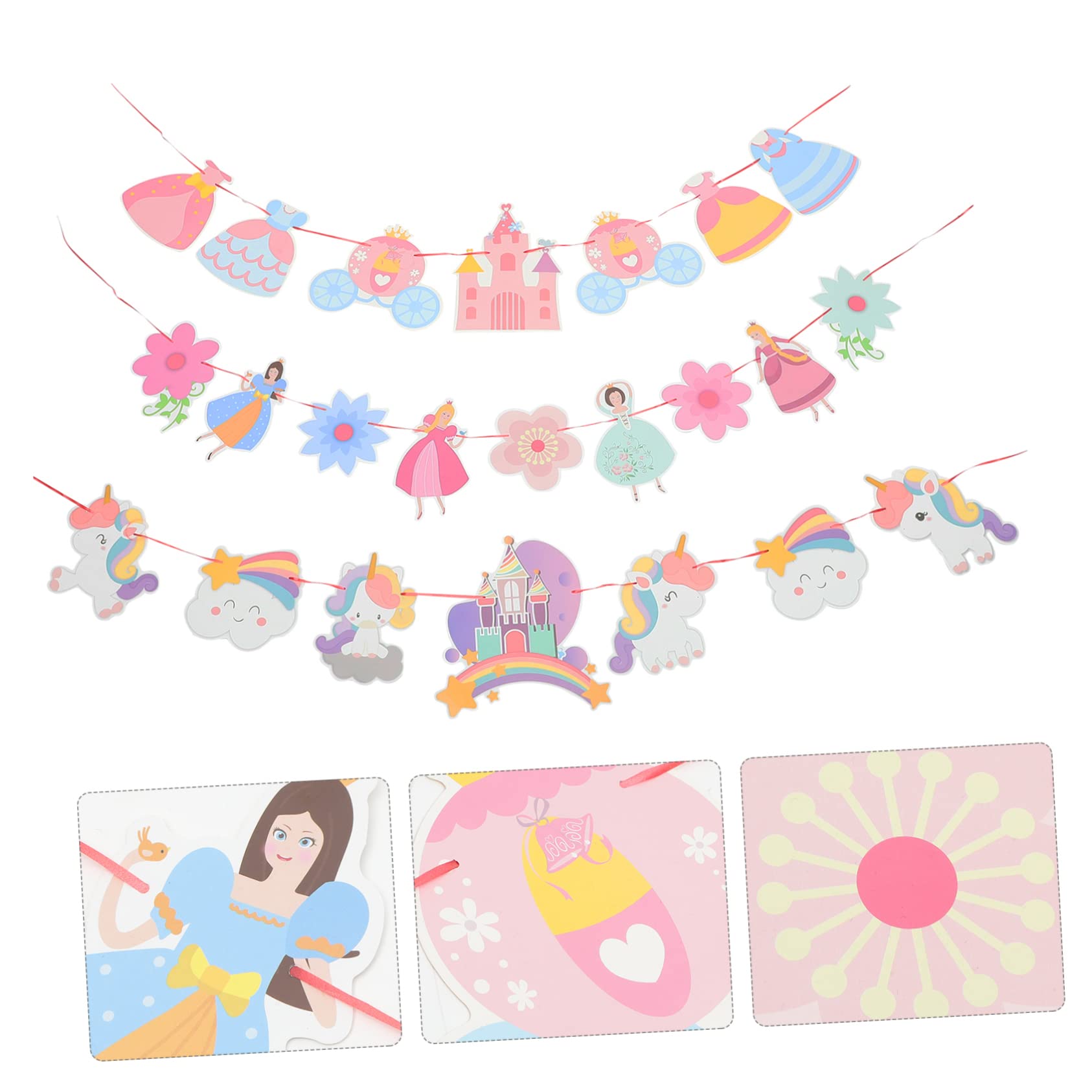 VICASKY 15piezas Guirnalda Forma De De Princesa Para Decoración De Cumpleaños y Banderín De Fiesta De Verano Accesorios Para Decoración De Cumpleaños De