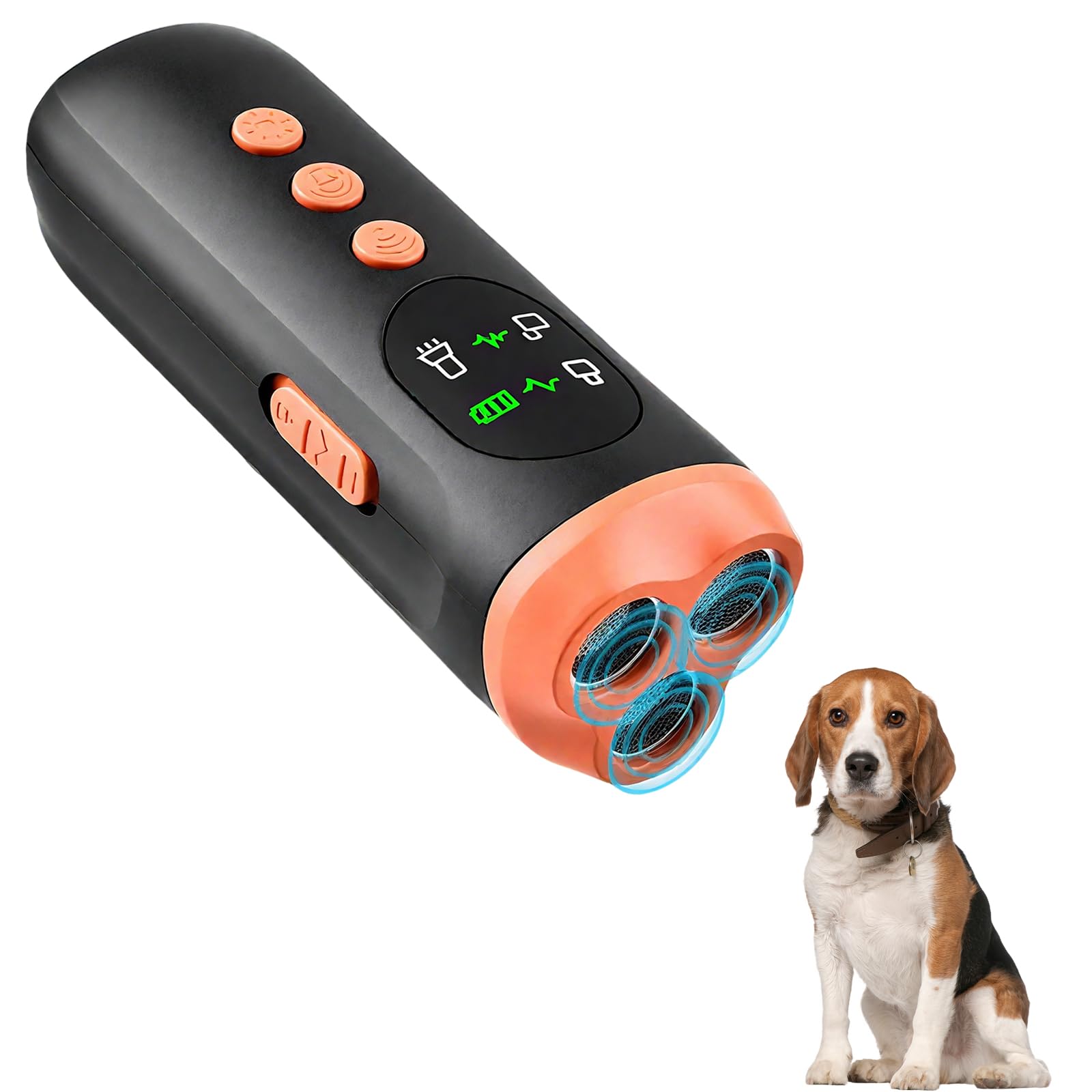 Anti Aboiement Chien Ultrason Puissant, 3 Modes Dispositif Anti Aboiement Chien Boitier Anti Aboiement Chien Portatif de 33 Pieds, avec Lampe de Poche Stroboscopique, pour Petit et Grand Chien