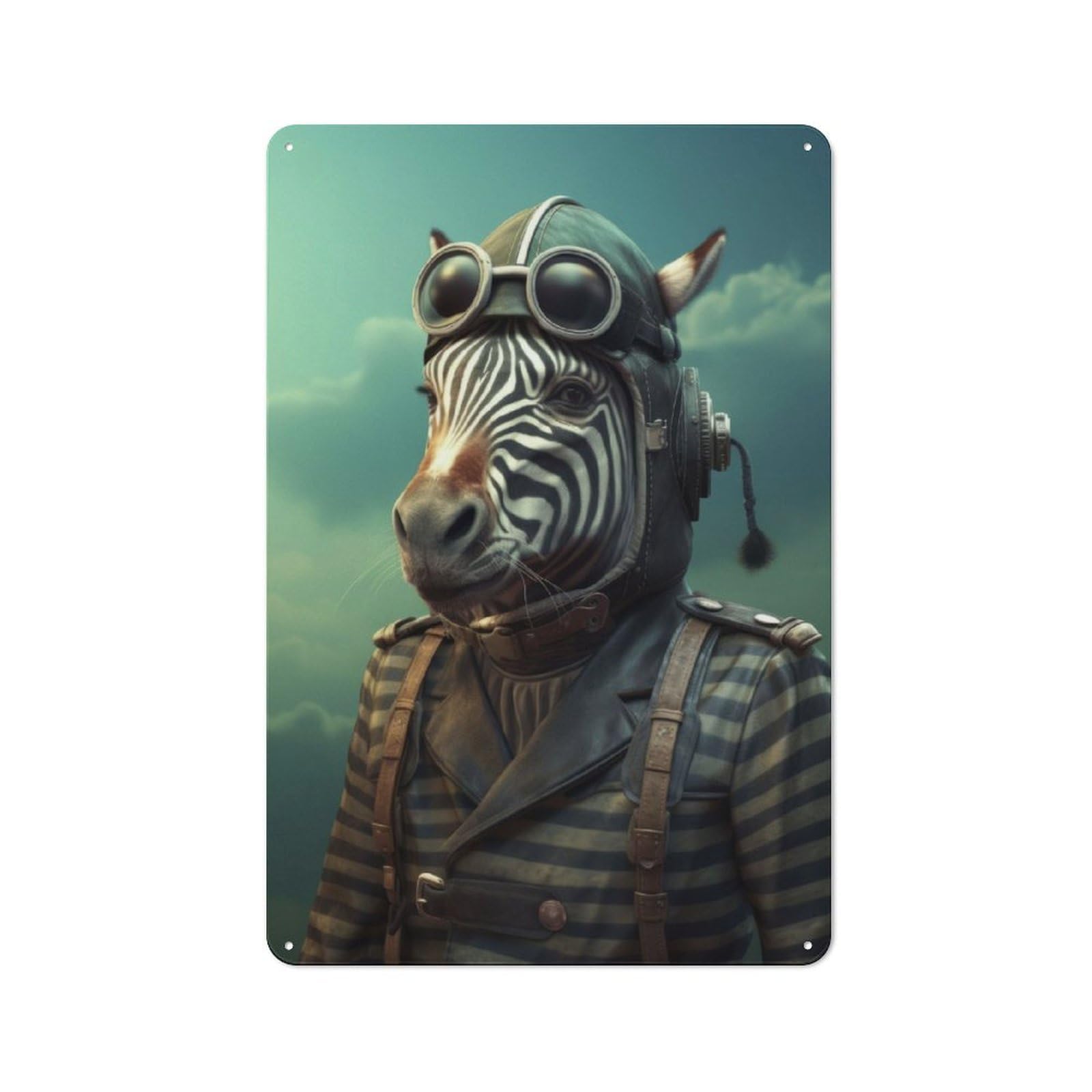 Junmoney Zebra As A Pilot Vintage Tin Sign 30X20cm With For Guest Room Or Hallway, For Themed Room Decoration, For Vintage Wall Decor Fans