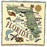 Pure Country Weavers State of Florida Lap Square Blanket - Gift Tapestry Blanket Throw Woven from Cotton - Made in The USA (54x54)