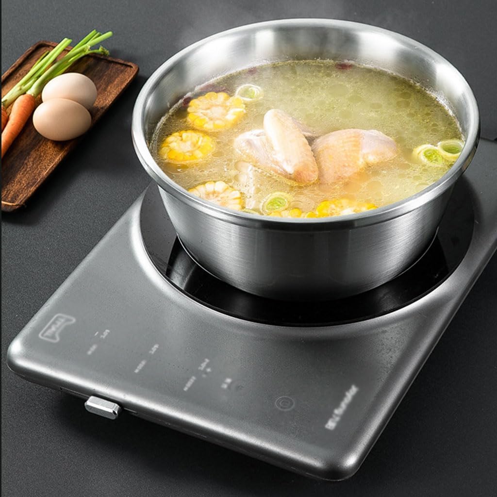 304 Stainless Steel Microporous, Multifunctional Grater Basin 3 In 1 Large Capacity with Mixing Bowl For washing vegetables, fruit and rice and for draining cooked pasta(Size:24CM,Color:Silver)