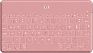 ロジクール KEYS TO GO ワイヤレス Bluetooth キーボード iK1042BP US配列 薄型 6mm 軽量 180g ワイヤレスキーボード iPhone iPad Apple TV 充電式 第10世代 第9世代 対応 耐水 無線 スマートフォンスタンド付 ブラッシュピンク 国内正規品