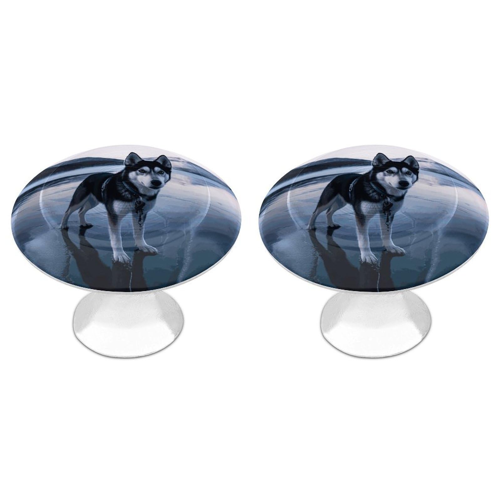 Btcowzrv Style Husky Dog On A Frozen Lake 2 Pack Cabinet Knobs Drawer Pulls