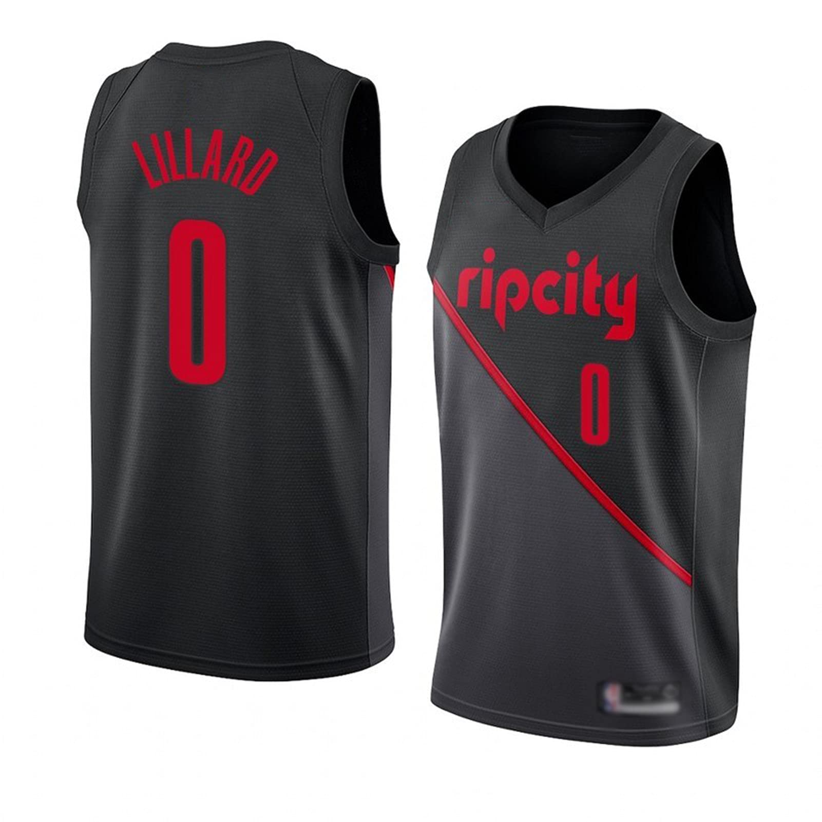 Bläzërs 0# Lïllärd Pallacanestro Jersey New Hot Prestud Mens Jersey Fanatics Black Red-XL