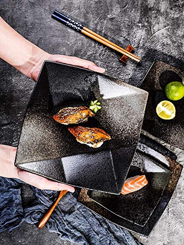 Msuiiixcccc Japanese Retro Ceramic Plate Kitchen Plate Dessert Plate Salad Plate Square Plate Plate Japanese Dinner Plate (Size: 7 inch)