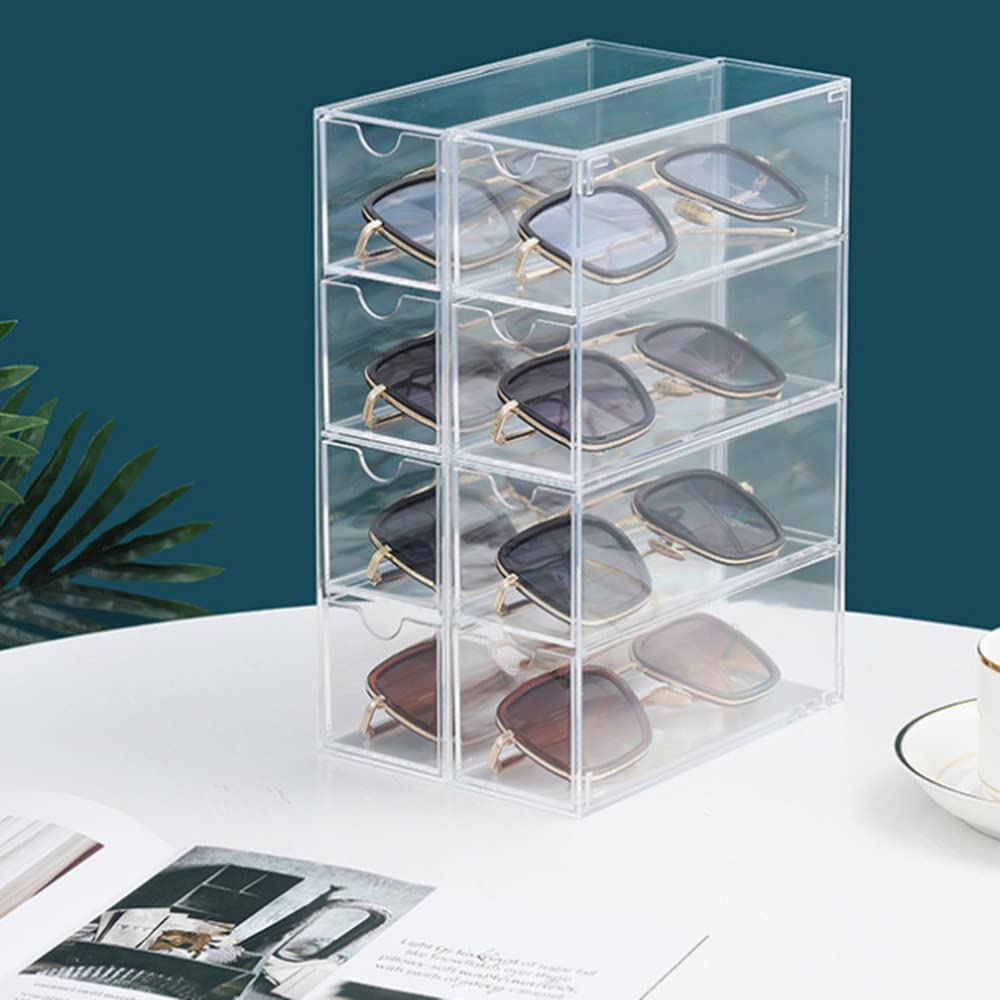Amazon｜サングラスボックス収納ボックス 4つの透明仕切り引き出し付き