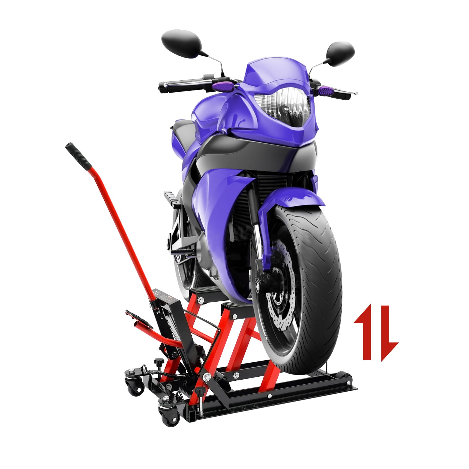 Ponte Sollevatore Motocicletta, Martinetto Idraulico per Moto Cavalletto Alza Moto Lift Idraulic, capacità Fino a 680 kg