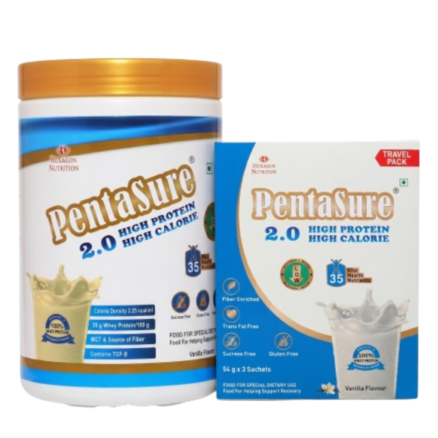 PentaSure 2.O High Protein High Calorie Vanilla - 1 kg with Travel Pack (162g)-image-10