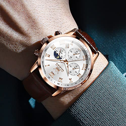 Montre ronde décontractée avec date OLEVS, l'art du design classique masculin