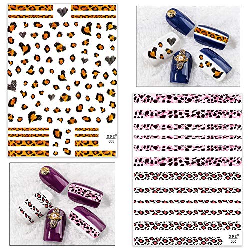 9 Blatt Leopardenmuster Nagelsticker, 1300+ PCS Nail Art Sticker Sexy Tierdrucke Nagel Aufkleber Selbstklebend… – Bild 4