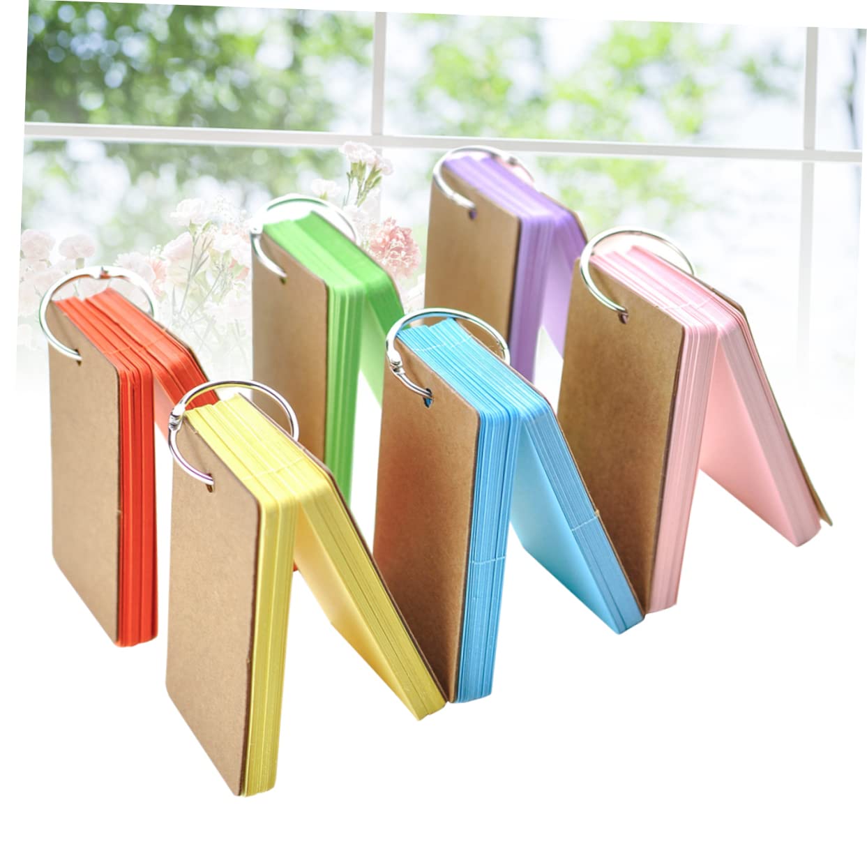 Ciieeo Einschulung Deko 6 Stück Karteikarten aus Papier mit Binder Ring Design Einfache Notizblöcke und Leere Karteikarten für Schule und Schüler Zufällige Farbe