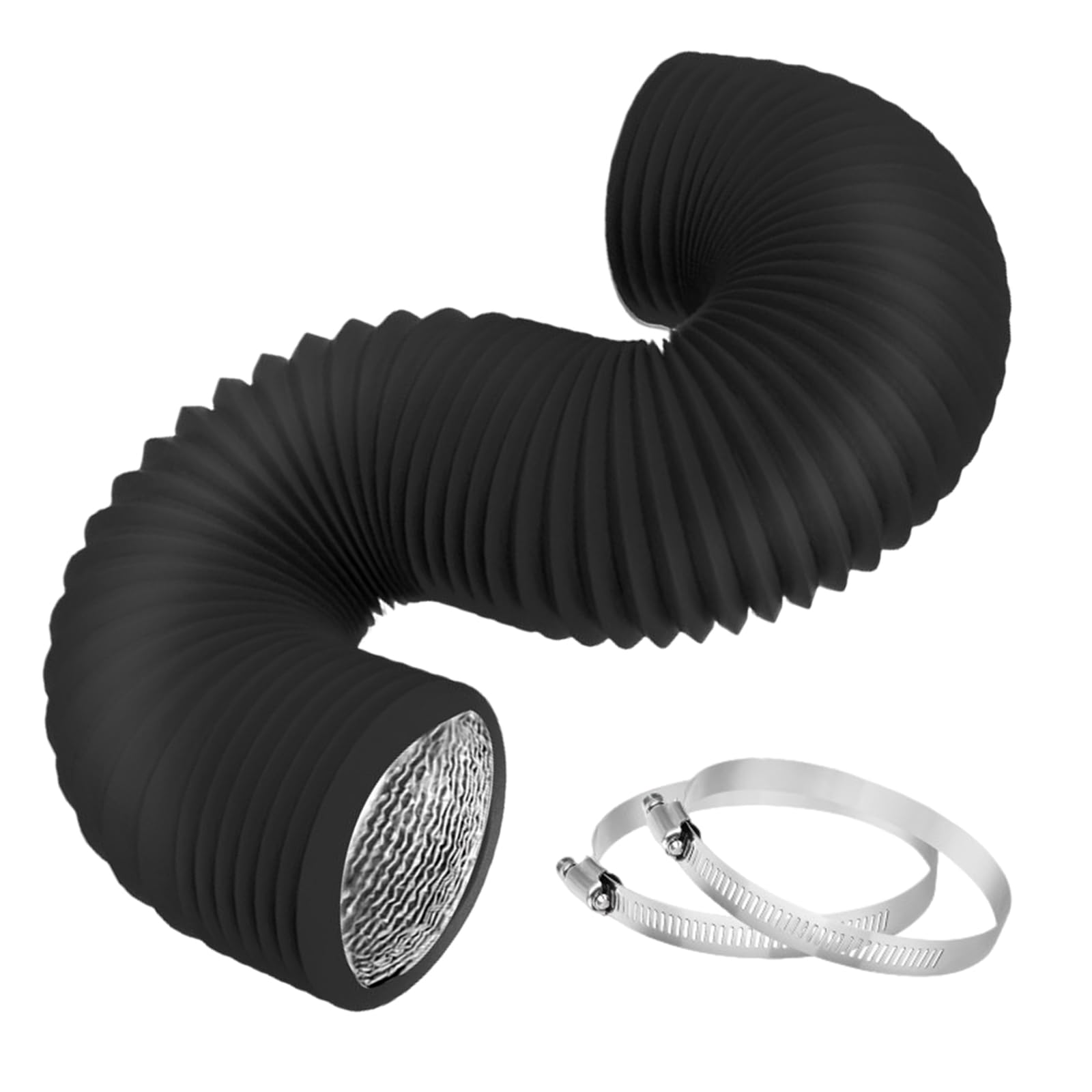 Abluftschlauch 100mm/150mm,Klimaanlage Schlauch,PVC Alurohr Flex-Schlauch mit 2 Schlauchschelle Edelstahl,Schlauch Verlängerung für Mobile Klimaanlage,Abzugshaube,Belüftungssystem (150mm(D)*5m(L))