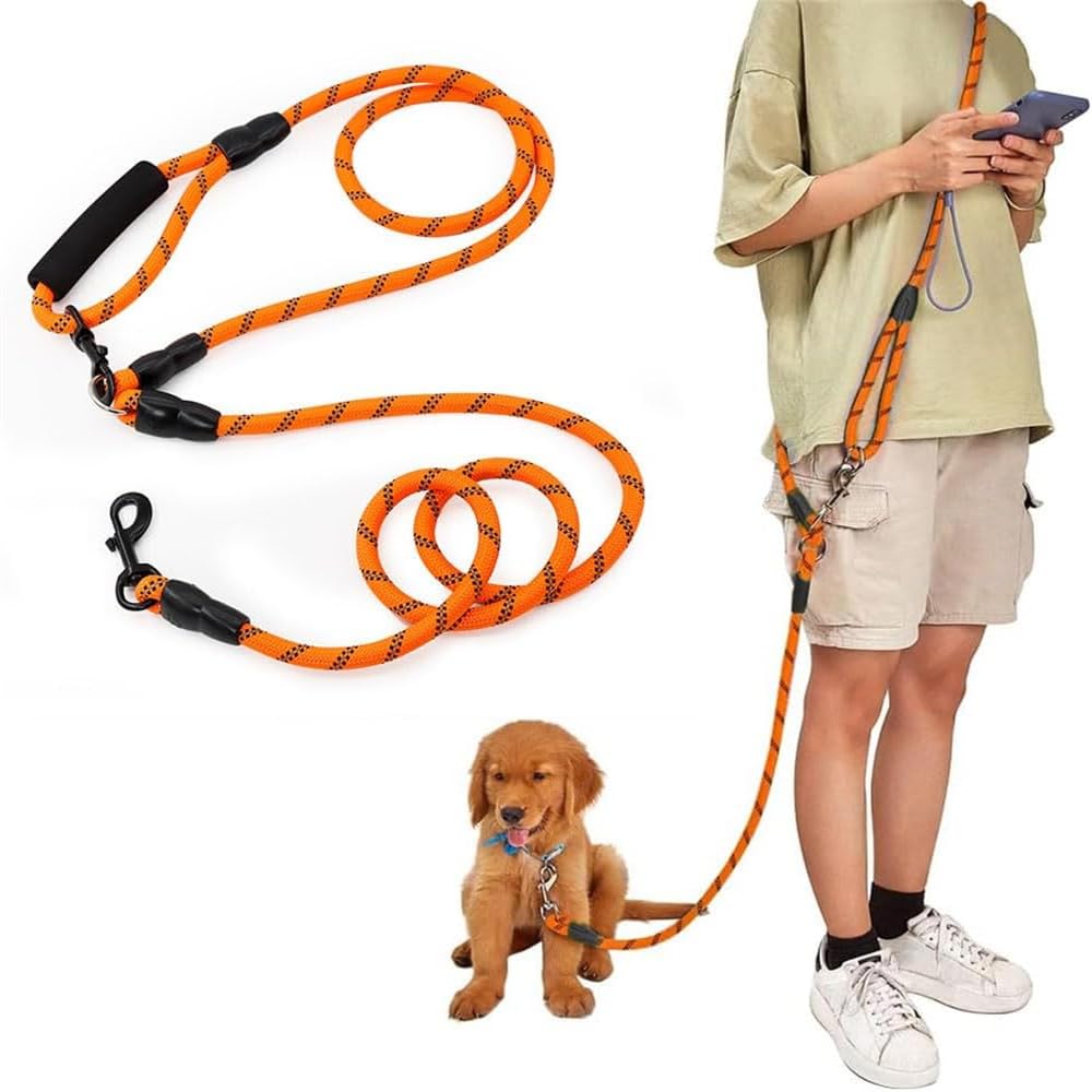 Joyzzz Hands Free Dog Leash, 2.6m Crossbody Rope Adjustable Training Hands Free Leash, Nylon Dog Cat Leashes for Small, Medium and Large Dogs Walking, Jogging and Running (Orange)