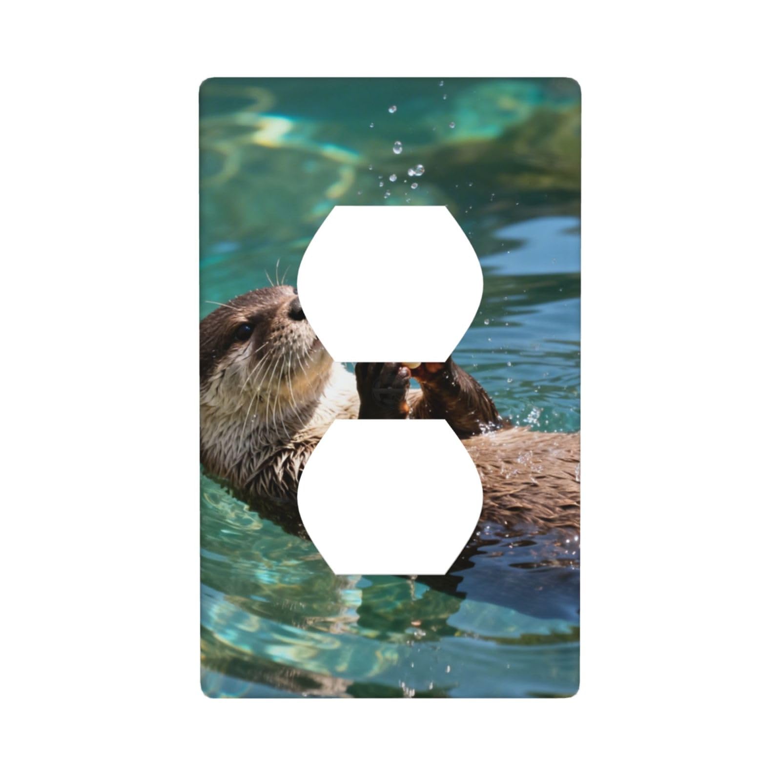 Swimming Otters Decorative Switch Plate Cover-Unbreakable Polycarbonate Wall Plate for Home Office, 1 Gang with Screws