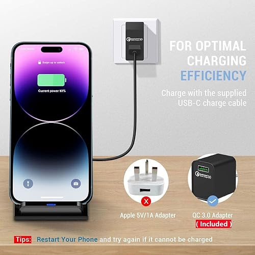 Miniatura 5 de Cargador inalámbrico rápido de 20 W, soporte de carga inalámbrico compatible con iPhone 15, 15 Pro, 14, 13, 12, 11 SeriesXXSXR8, cargador de