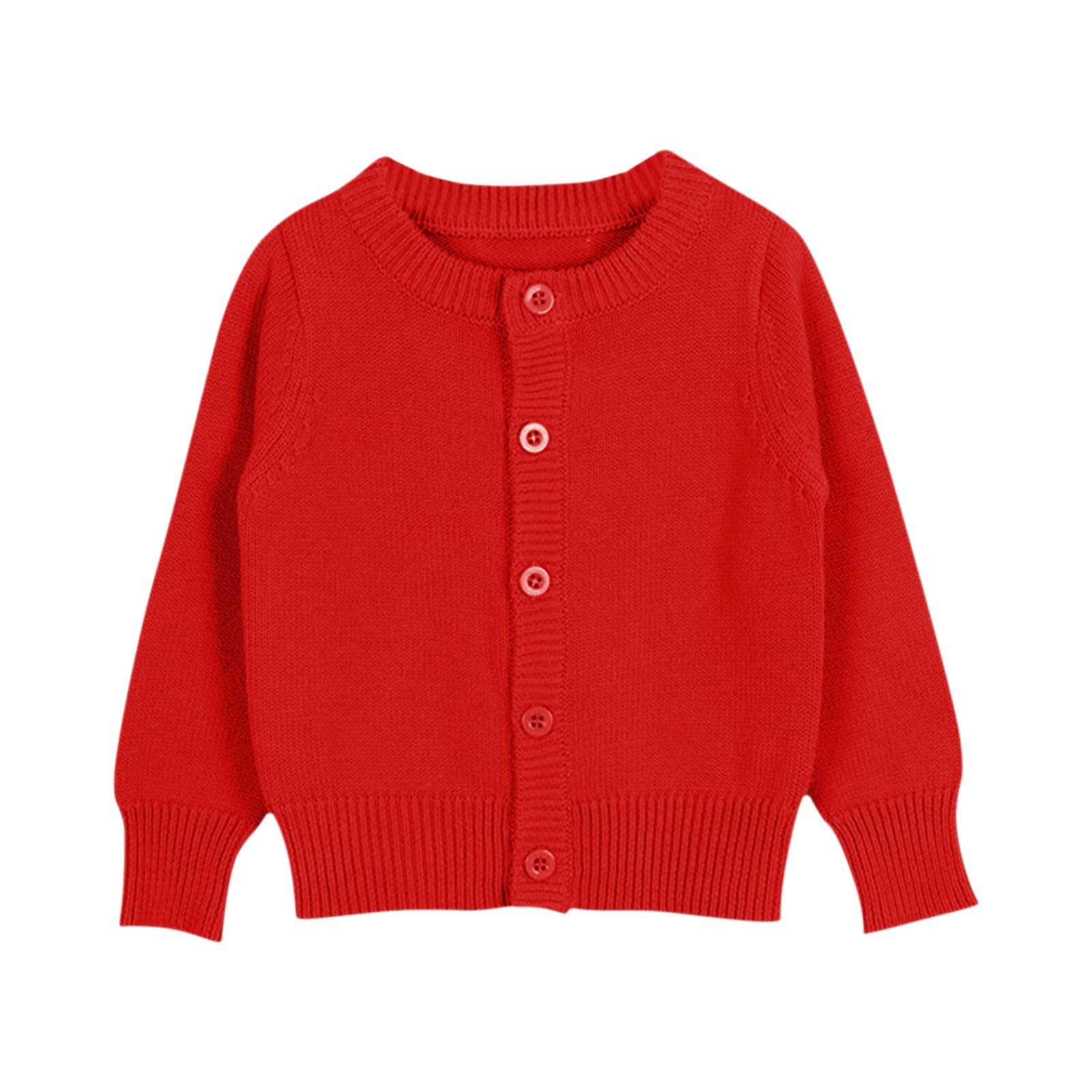 Generisch Mädchen Rundhals Strickcardigan, Unifarbene Knopfstrickjacke | 15+ Farbvarianten zur Auswahl, klassisches Basic Design, vielseitig einsetzbar für Kindergarten und Schule