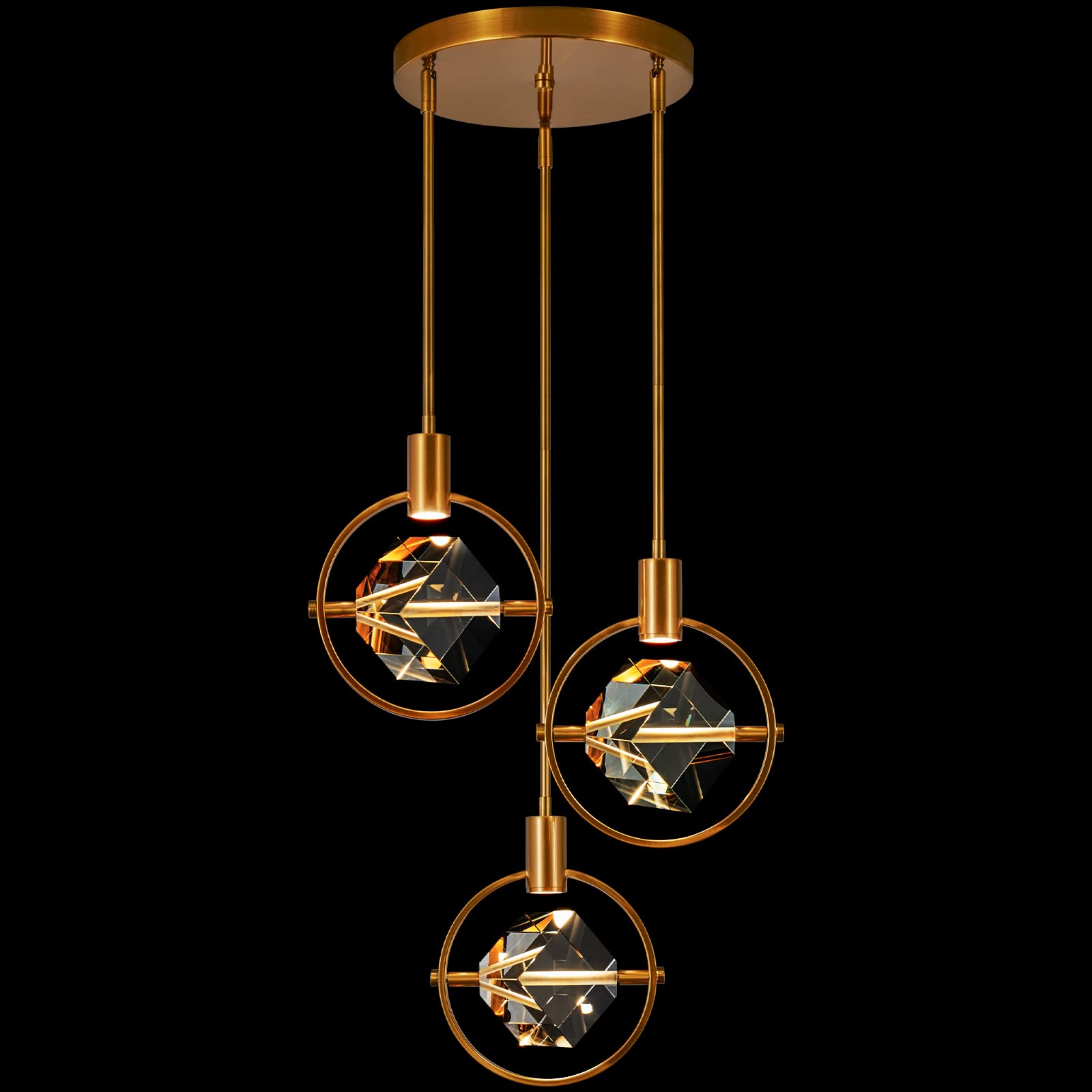 LIANGMH Kitchen Island Lighting Modern Crystal Pendant Light in 3 Light