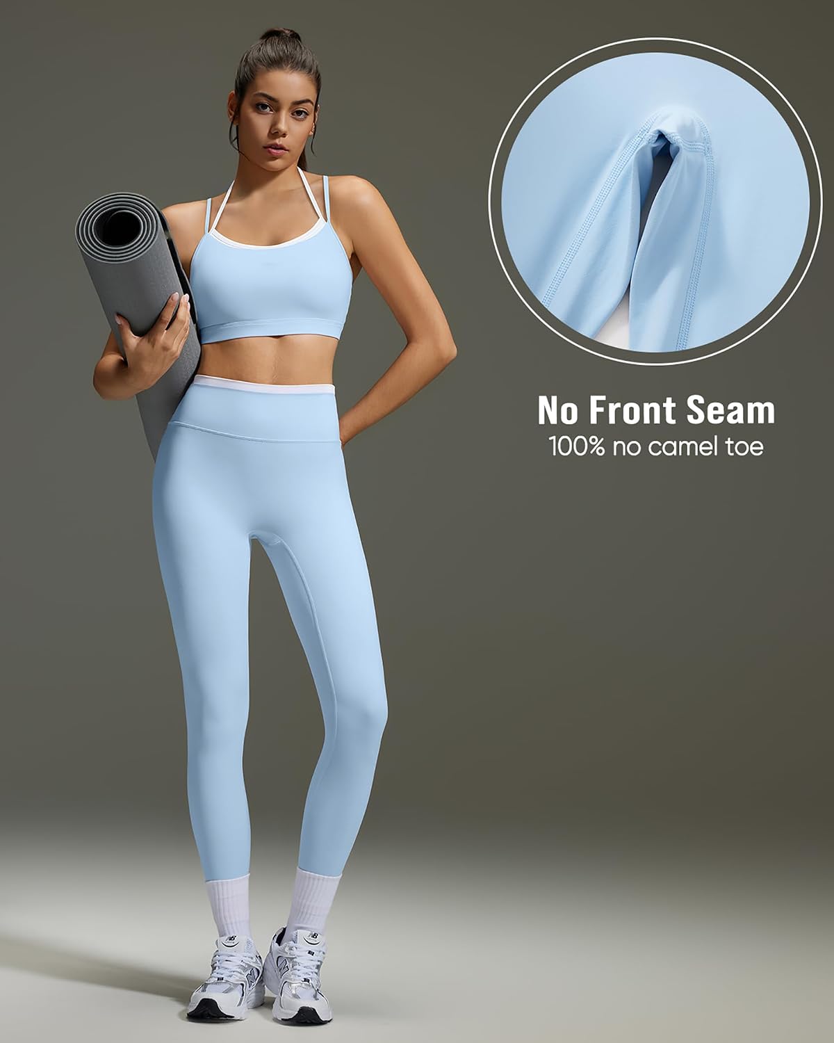 OMKAGI Double Layer High Waisted Workout Leggings for Women Tummy Control Gym Yoga Pants with Pocket