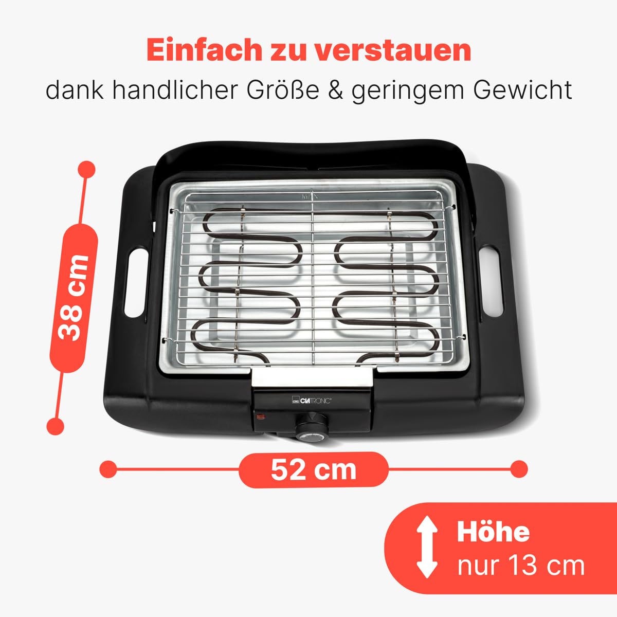 Barbecue sur pied et de table Clatronic | pour l'intérieur et l'extérieur | Barbecue électrique pour balcon | 2000 W | Barbecue de table électrique | Faible dégagement de fumée et d'odeurs | BQS 3842