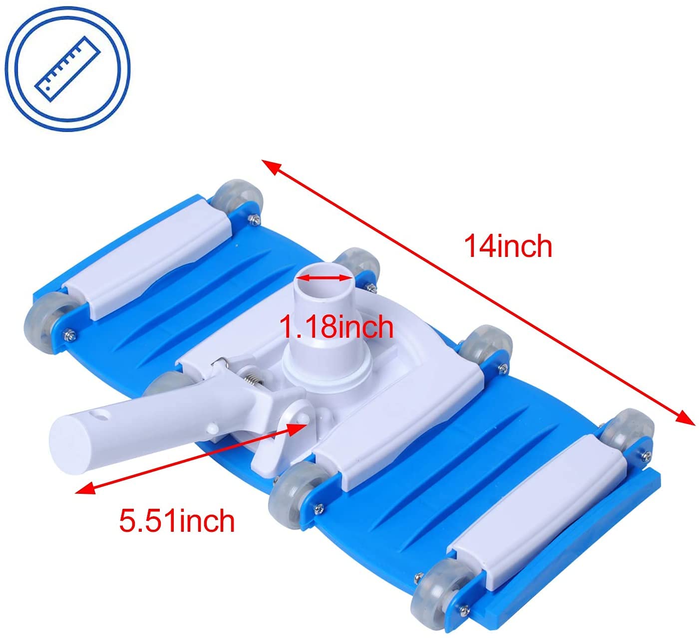 Poweka Limpiafondos Manual Cabezal de Cepillo 14" para Aspiradora de Piscina, Aspiración Flexible con Mango de Poste