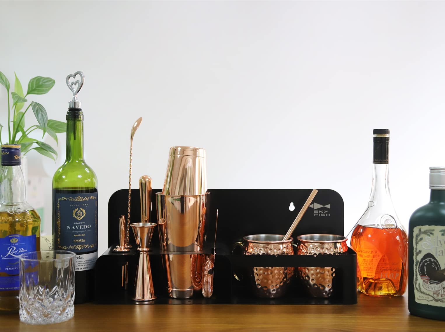 Set Shaker Per Cocktail SKY FISH 18 Pezzi - Acciaio Inox, Design 3D In Rilievo, Per Bar Casalingo O Professionale