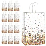 12 Pieces Confetti Sprinkle Party Decorations Confetti Sweet Candy Bag Donut Birthday Treat Bags for Kids Ice Cream Sprinkle Paper Bag Sprinkle Themed Party Baby Shower Weddings Favors Supplies