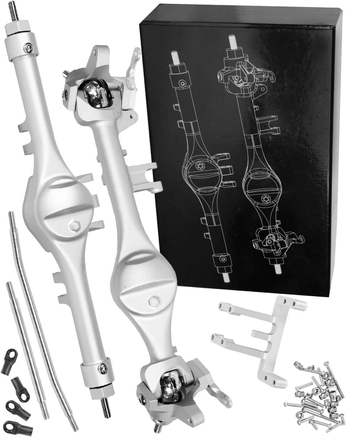 Aluminum Front Rear Axles Upgrades Part for 1/10 SCX10 SCX10 II 90046 90047,RC Alloy Front Rear Axle Hops Up,Colorful(Purple Blue Tone)