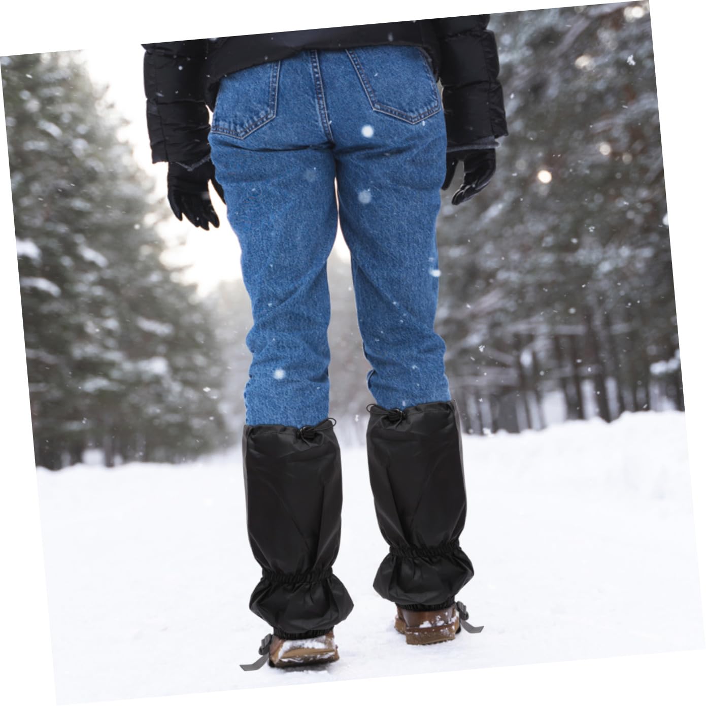 TOYANDONA Leggings d'alpinisme Guêtres De Randonnée Guêtres Anti-Serpents pour Femmes Guêtres De Neige D'Extérieur d'hiver Protège-Jambes en Tissu Oxford Noir