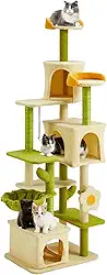 Erinnyees Árvore para gatos de 169 cm, torre para gatos grandes e adultos, torre de gatinhos de vários níveis com poste para arranhar, condomínios, poleiros superiores, móveis para centro de