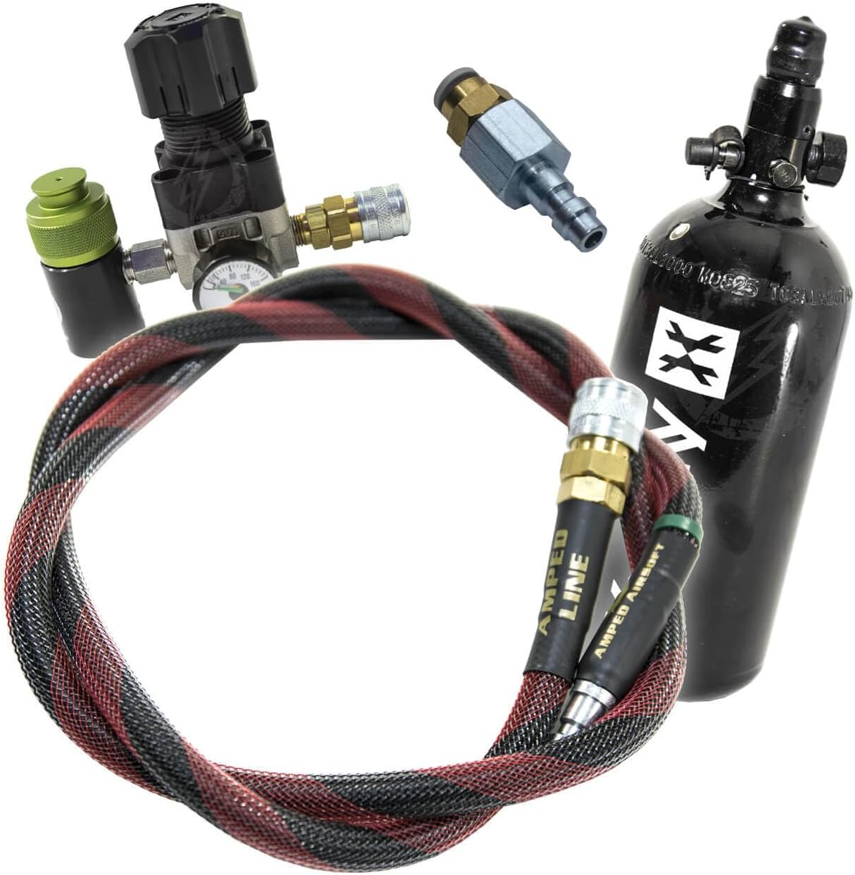 Amped Airsoft HPA Starter Package with SLP Tank, Regulator, and Air Line, Black, HPA Player Kit for All Major Brands