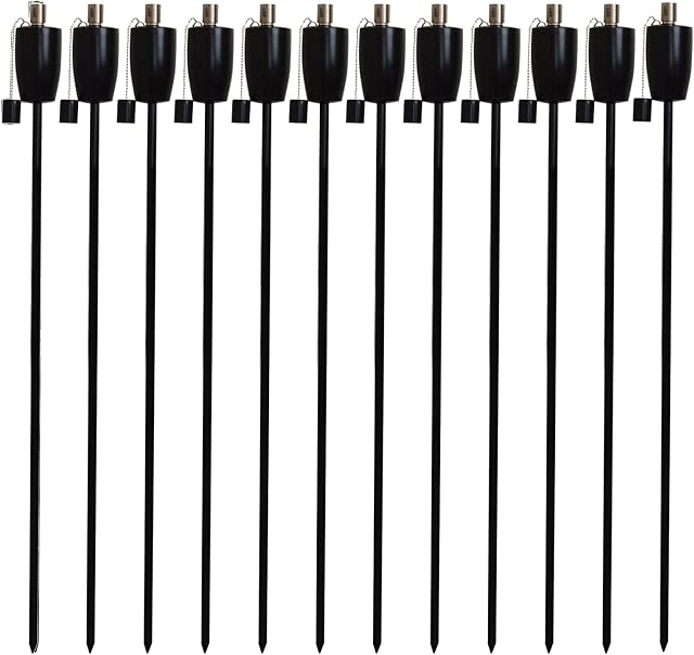 Harbour Housewares 12x Black 146cm Garden Fire Tiki Torch - Barrel - Oil Paraffin Outdoor Candle Flames Lantern Light
