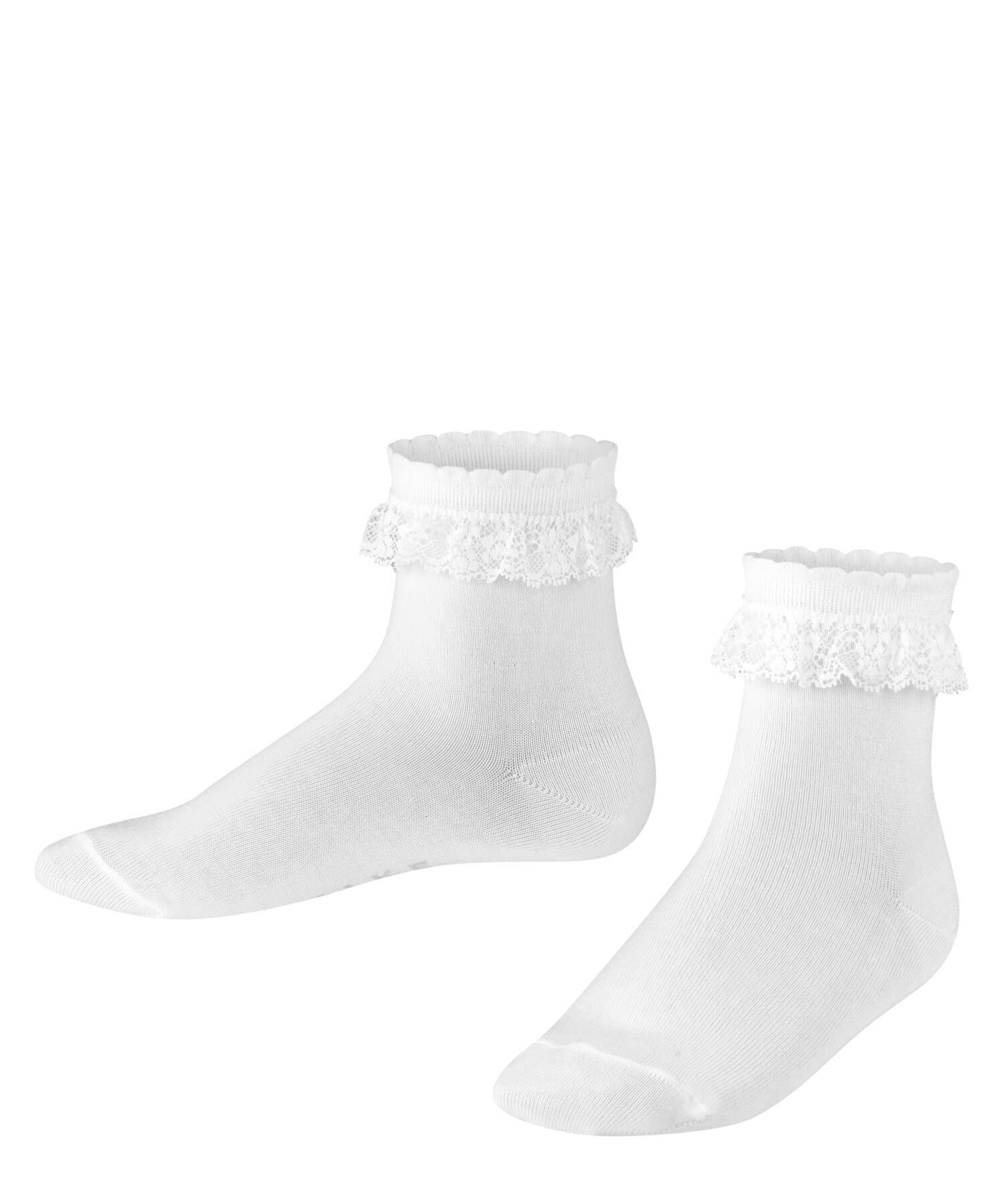 These babies’ socks are made from skin-flattering cotton. Thanks to the cuffs with romantic lace edging, these ankle socks are perfect for festive occasions. The perfect FALKE fit ensures optimum wearing comfort. In addition, reinforced impact zones ensure optimum durability. ABOUT THE BRAND: FALKE is a family-run premium German brand, with a long experience in manufacturing modern clothing access