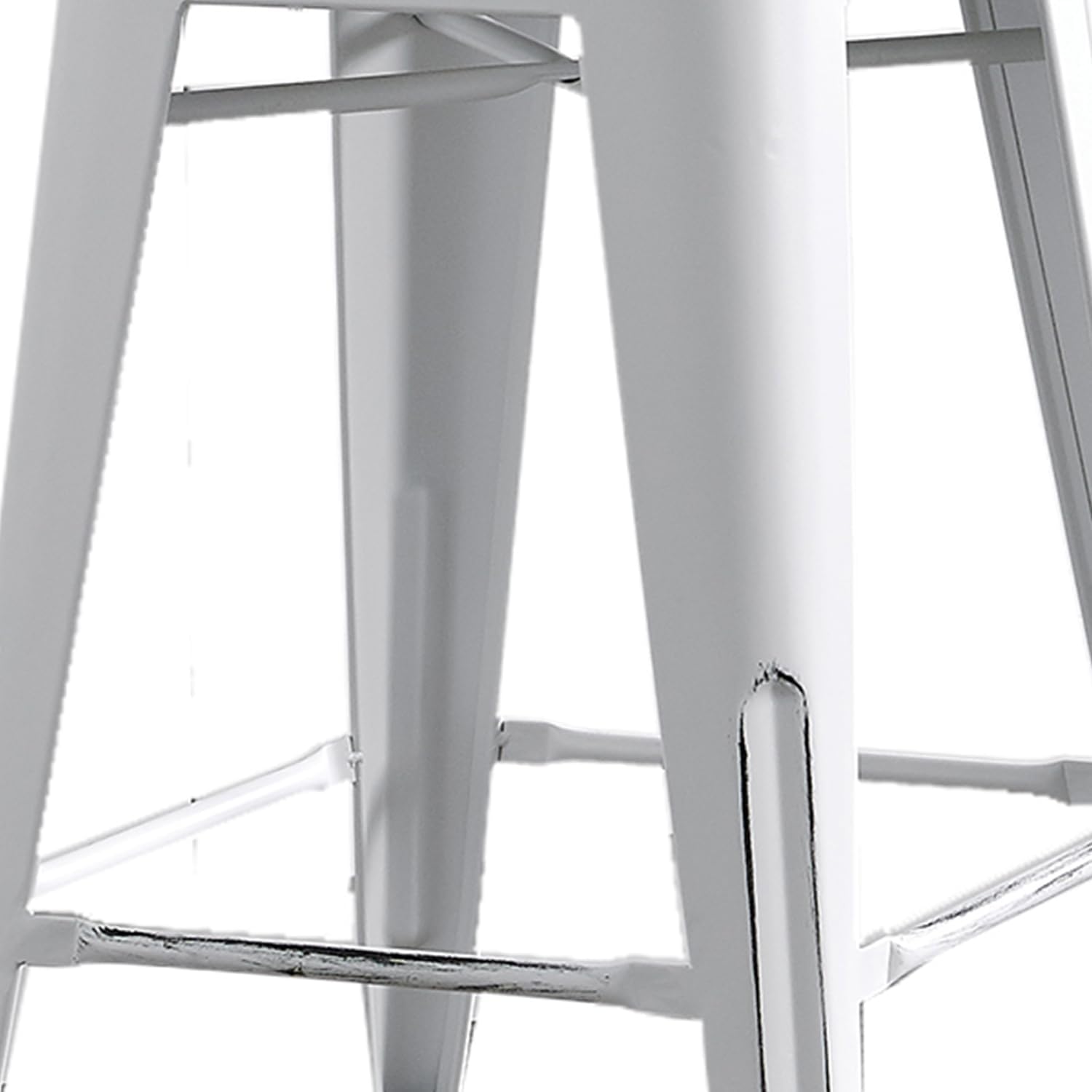 AC Pacific 24” Metal Barstool Set of 2 – Country Rustic Style with Low Back, Lightweight & Sturdy Build, Easy Assembly – Distressed White