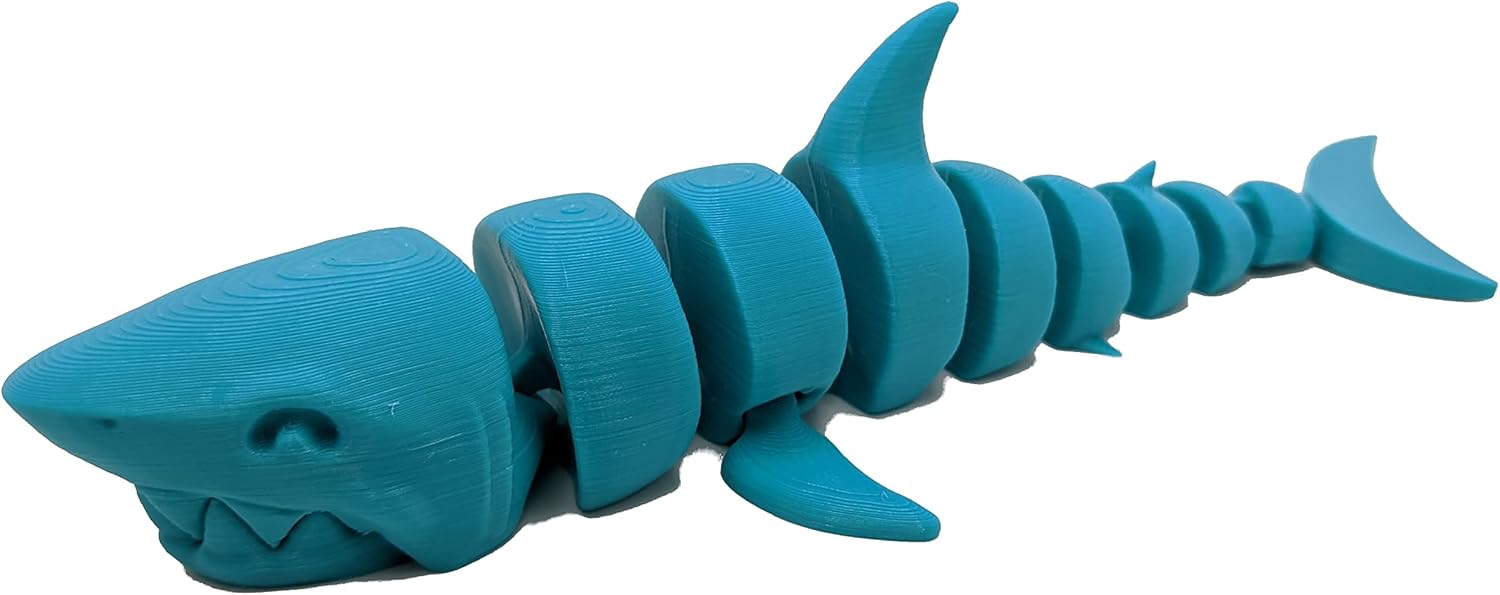 3D Printed Shark - Customizable, Made to Order Articulated Fidget Toy (M, Teal)
