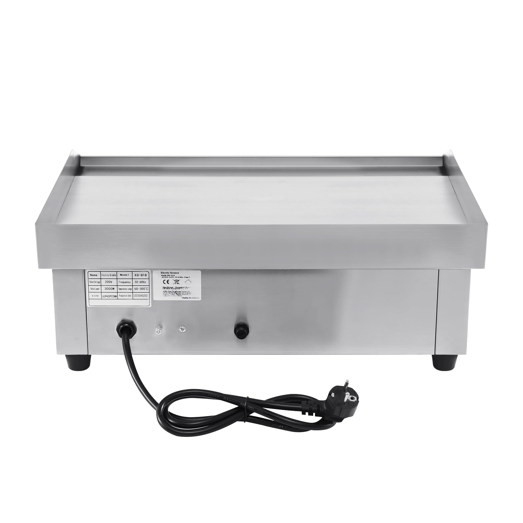 3000W Elektrischer Grill, Arbeitsplattengrillplatte Grillplatte Edelstahl Elektro Grill 55 x 36 cm für Balkon & Indoor, Stufenlos 50-300 °C