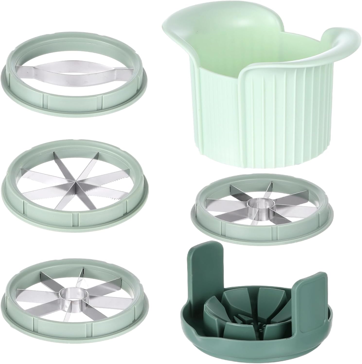Apple Slicer and Corer Set with 3 Interchangeable Blades, Stainless Steel Slicer for Apple, Pear