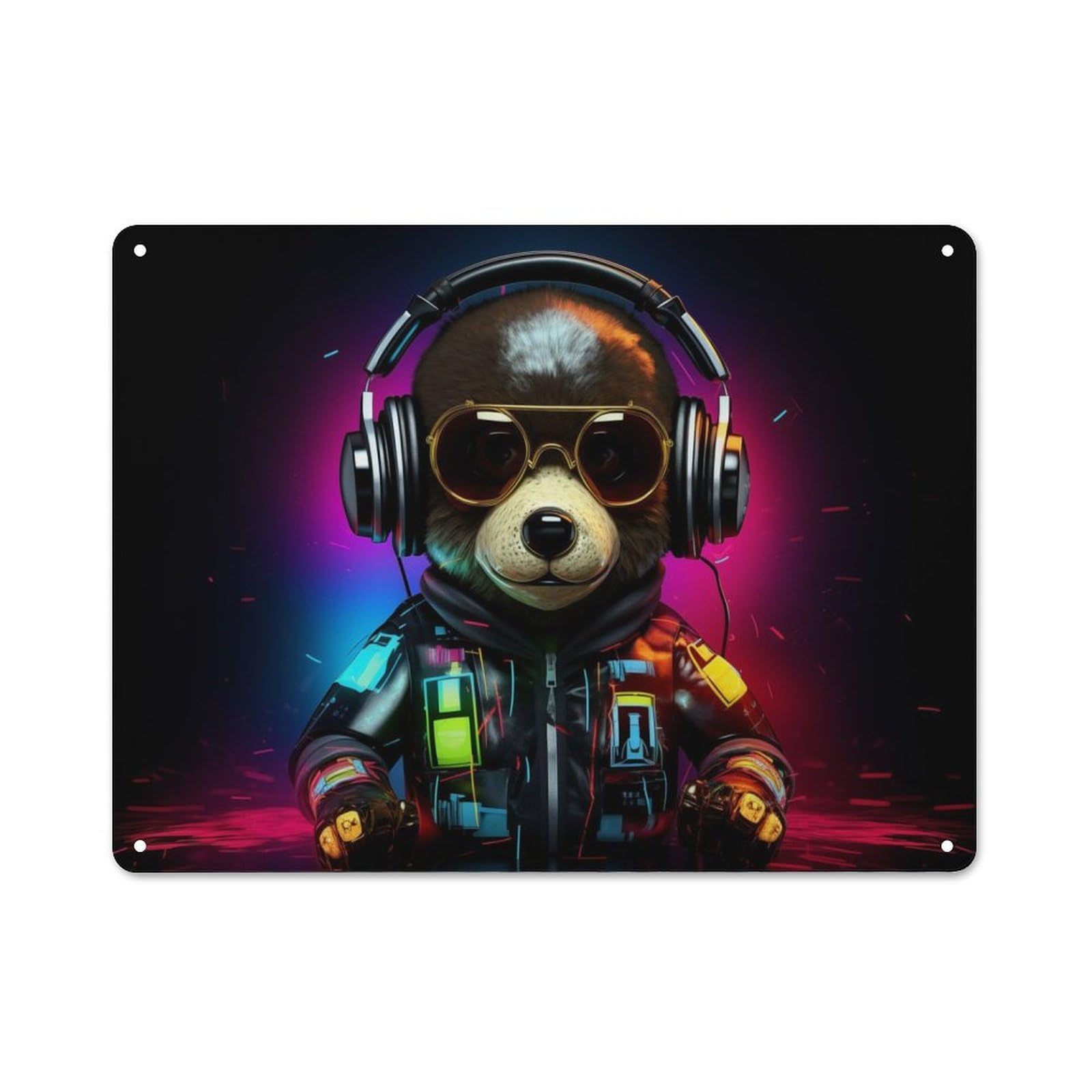 Junmoney Style-2 Dj Bear Cottage Metal Wall Decor 30X40cm, Shed Metal Sign For Conservatory, Home Bar Or Utility Room