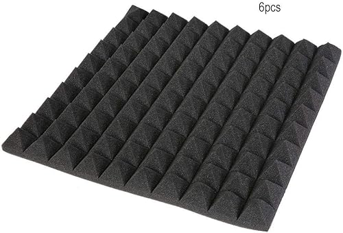 Miniatura 6 de Fdit Forma pirámide insonorización insonorizada espuma de algodón 19.7 * 19.7 * 2.0 in 6 piezas (negro)