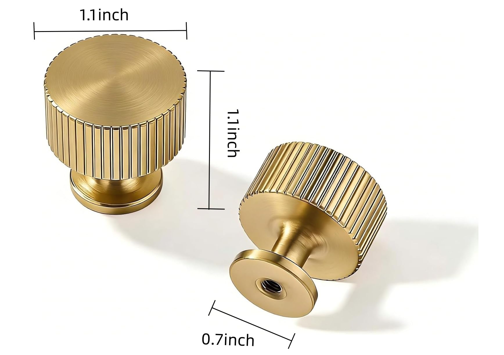 KHTUMEWARE-303AL Round Knob, Brushed Gold, 1-1/10 in (28 mm), 30-Pack in Brushed Gold — KHTUMEWARE