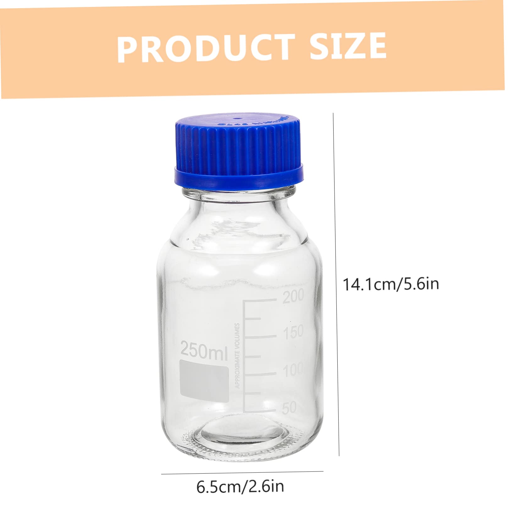 FUNOMOCYA 4 Pcs Reagent Bottle with Blue Cap Water Bottle Lab Sample Vials Medicine Bottles with Caps Storage Bottles for Liquids Empty Medicine Bottles Waterbottles Carafe with Lids Glass