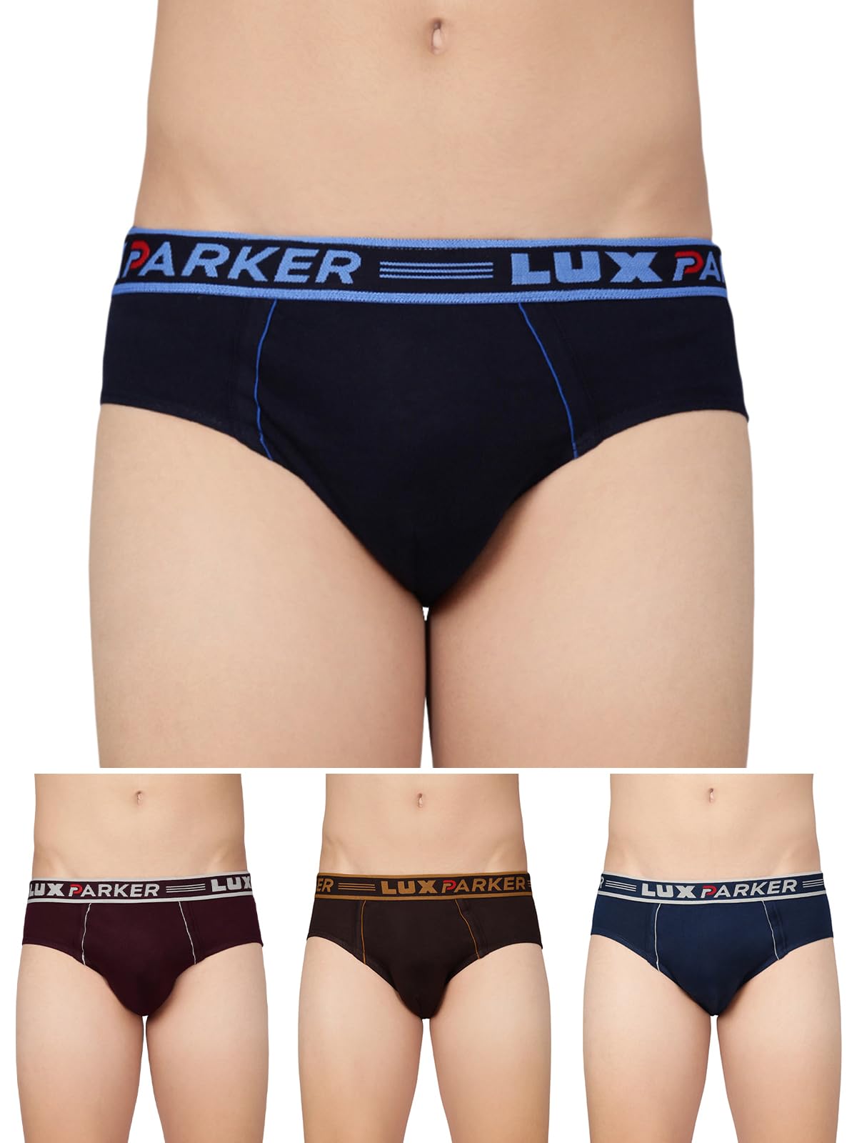 Buy LUX PARKER Men's 100% Cotton Outer Elastic Regular Solid Brief